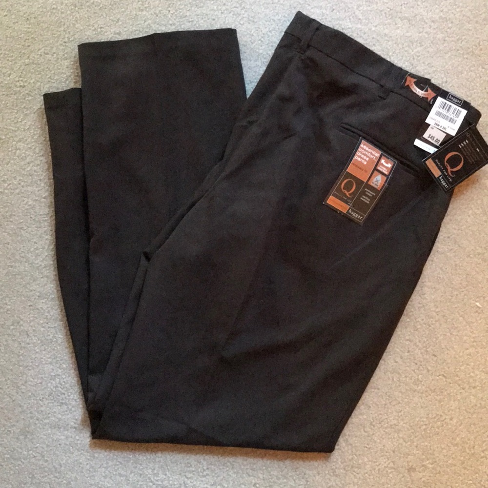 Haggar Dark Brown Dress Pants w/flexible waist NWT
